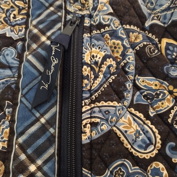 Vera Bradley Drawstring Backpack Blue Floral and Plaid Pattern - Picture 4 of 16